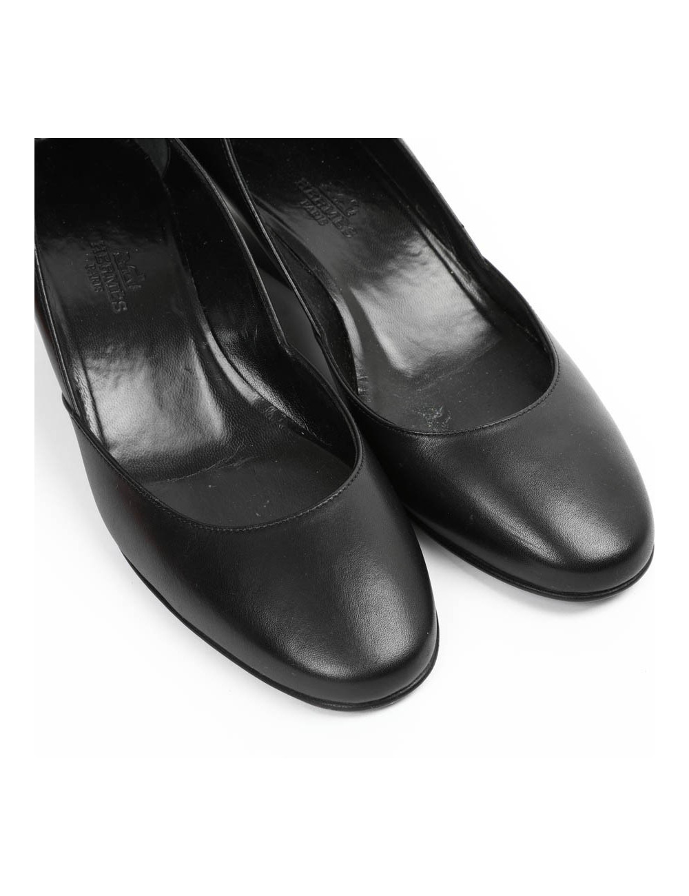 Ballerines compensées HERMES cuir noir