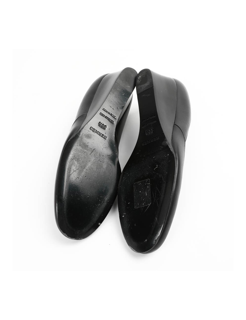 Ballerines compensées HERMES cuir noir