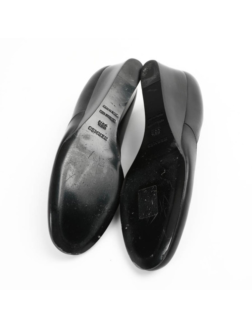 Ballerines compensées HERMES cuir noir