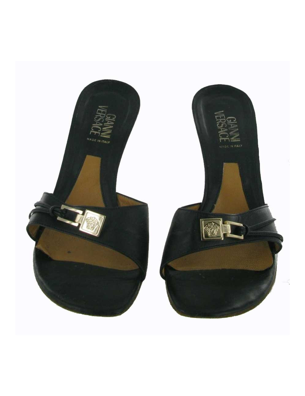 Mules T 37 GIANNI VERSACE cuir noir 