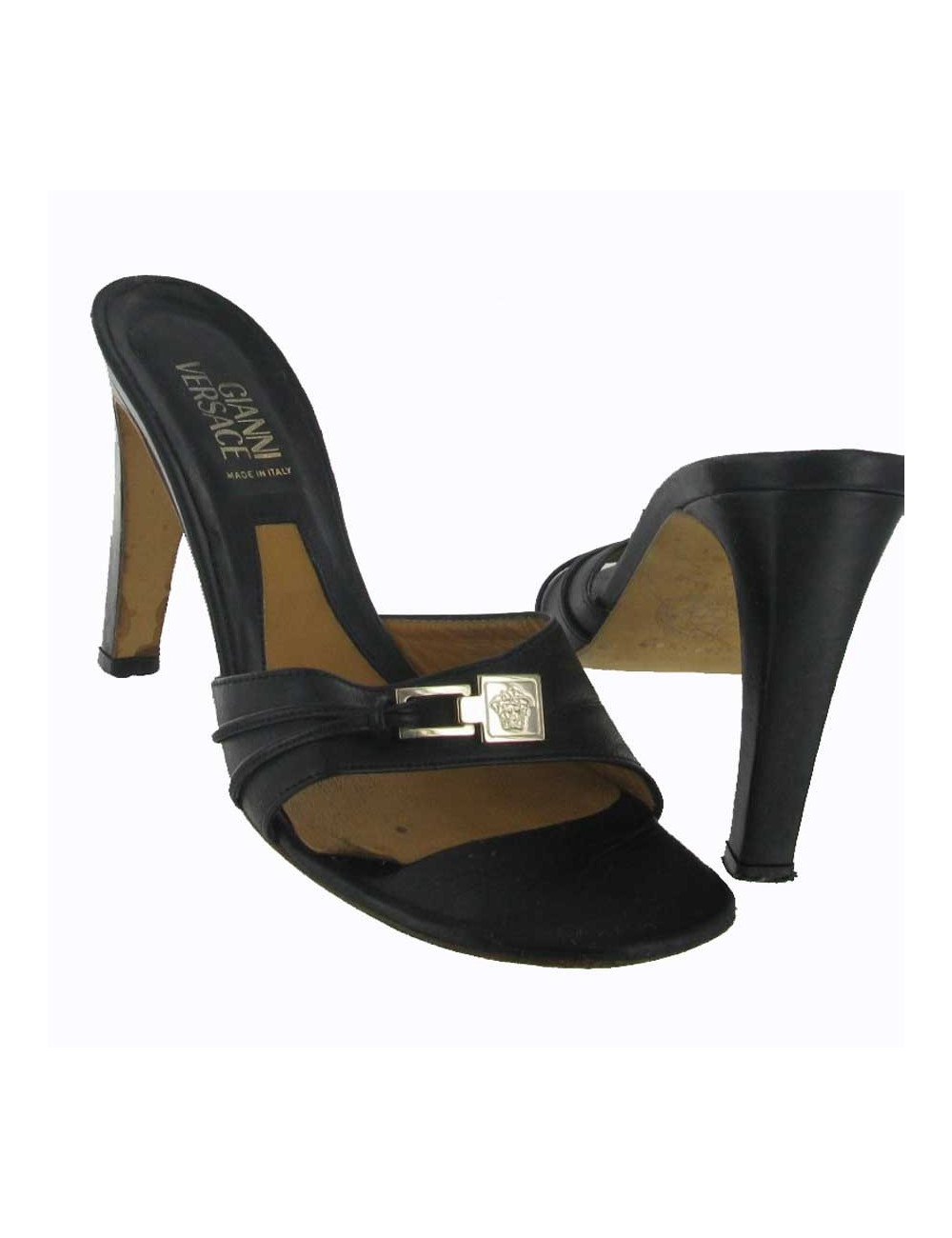 GIANNI VERSACE t 37 black leather mules