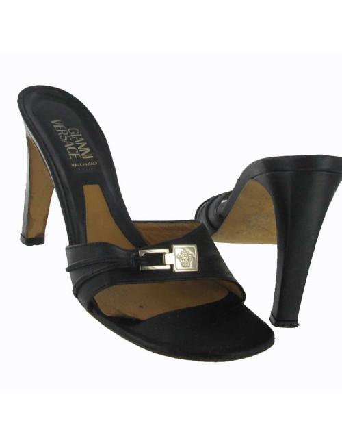 Mules T 37 GIANNI VERSACE cuir noir 
