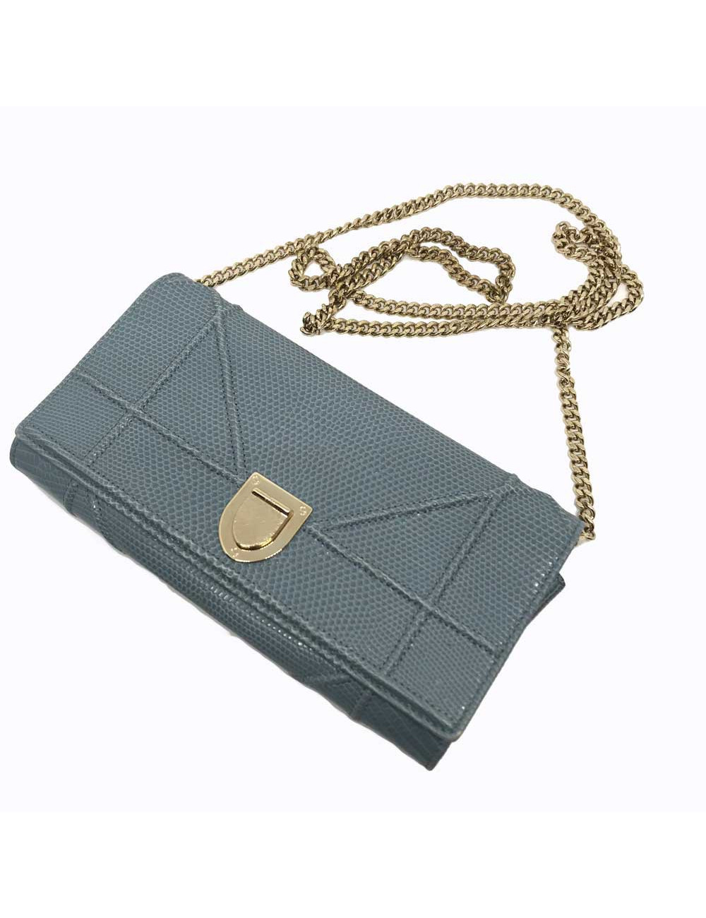 Sac DIOR cuir façon lezard bleu jean's