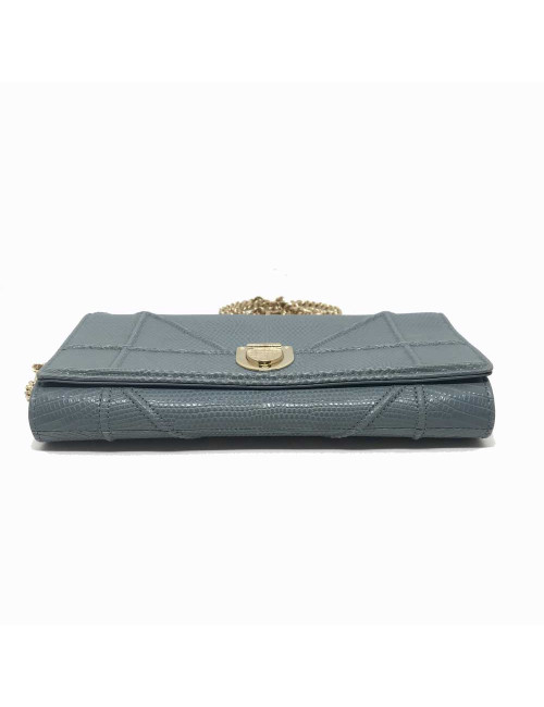 Sac Portefeuille croisière DIORAMA DIOR cuir façon lezard bleu jean's
