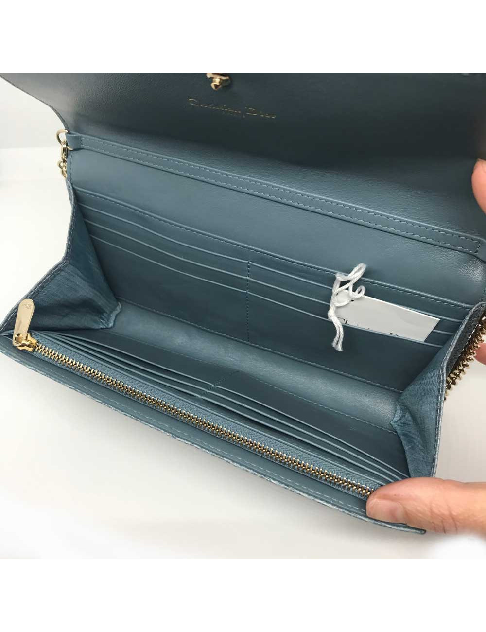 Sac Portefeuille croisière DIORAMA DIOR cuir façon lezard bleu jean's