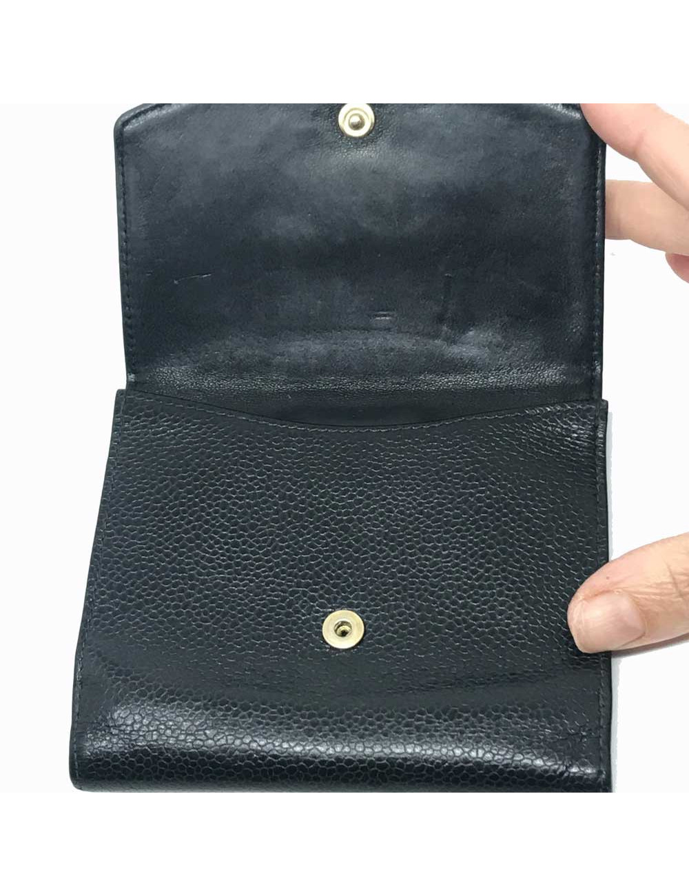 Porte monnaie CHANEL cuir caviar noir