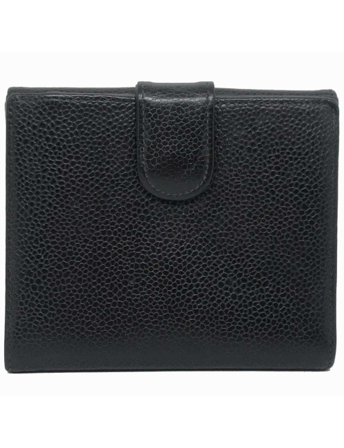 Porte monnaie CHANEL cuir caviar noir