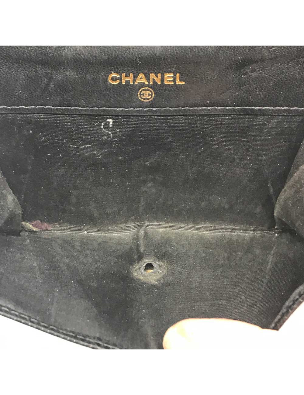 Porte monnaie CHANEL cuir caviar noir