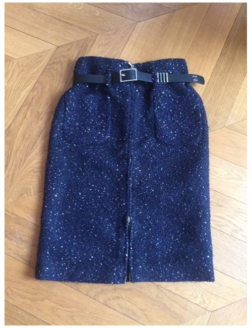 Jupe CHANEL tweed bleu