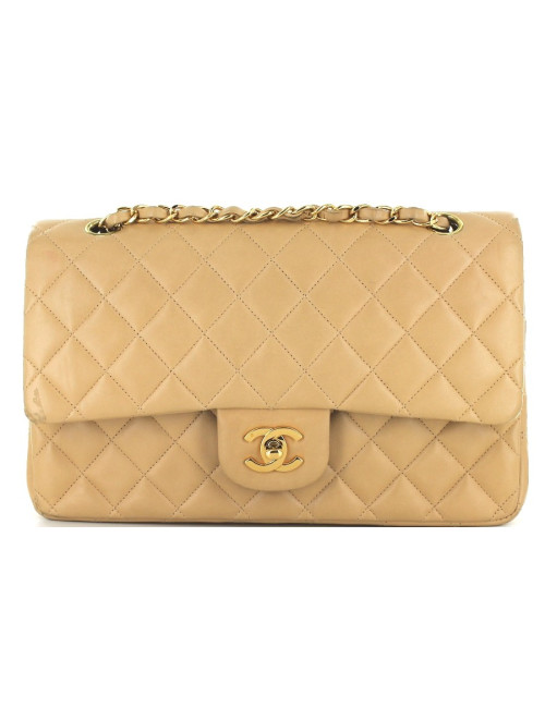 Sac CHANEL TIMELESS beige et chaîne dorée