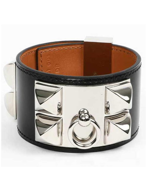 Manchette CDC HERMES cuir box noir