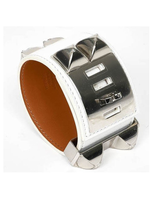 Manchette CDC HERMES cuir epsom blanc 