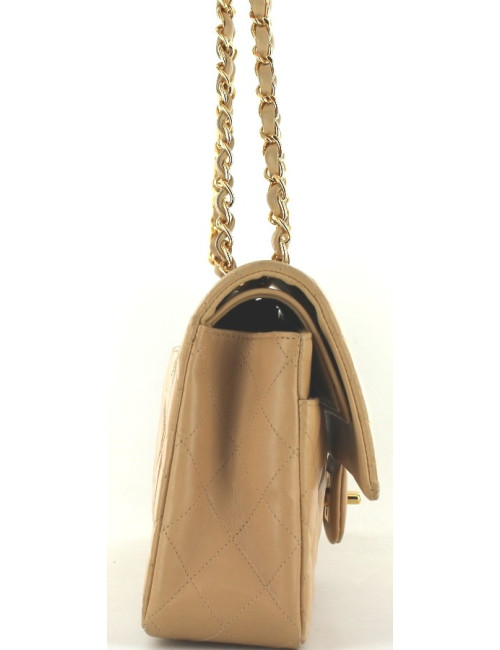 Sac CHANEL TIMELESS beige et chaîne dorée