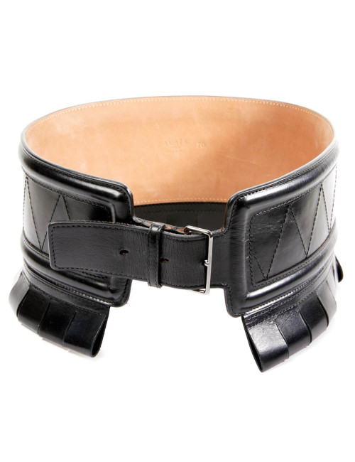 Ceinture ALAIA large cuir box noir