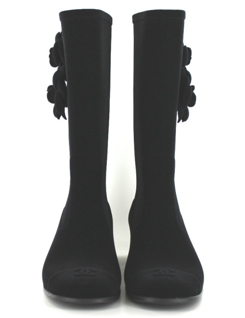 Bottes de pluie CHANEL en feutrine noire T 39