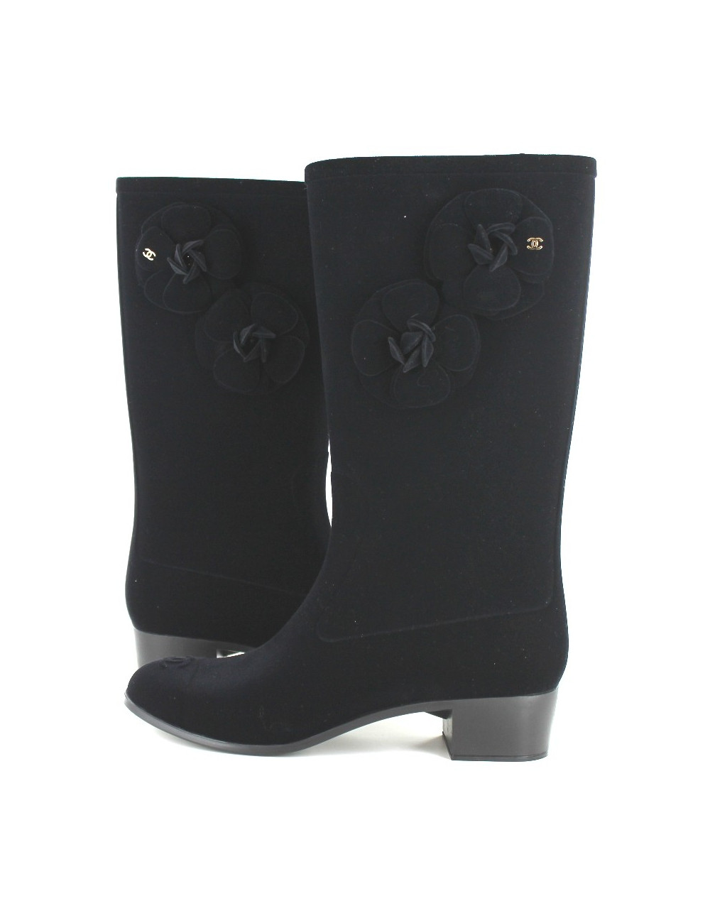 Bottes de pluie CHANEL en feutrine noire T 39