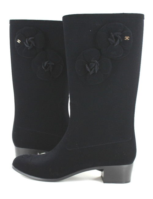 Bottes de pluie CHANEL en feutrine noire T 39