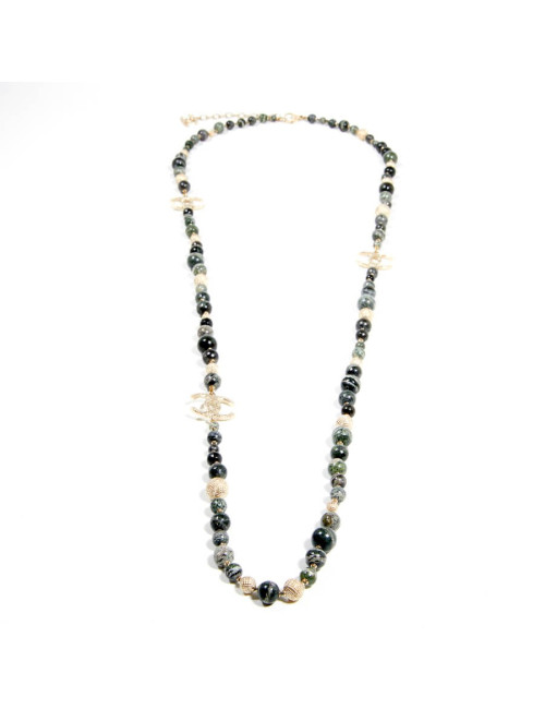 Sautoir CHANEL serti de perles en pierre 