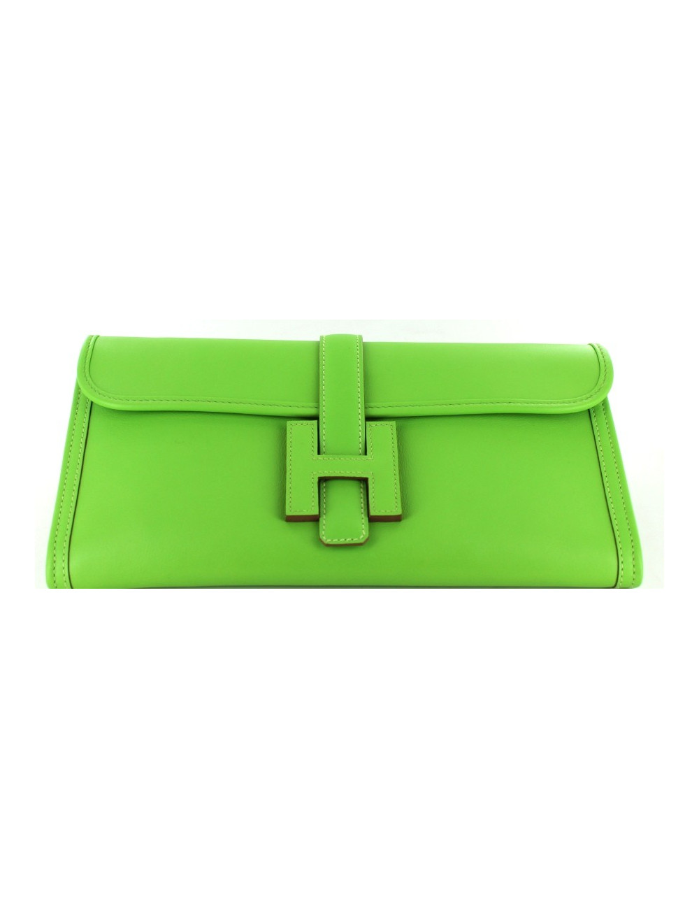 Pochette JIGE HERMES en cuir vert 
