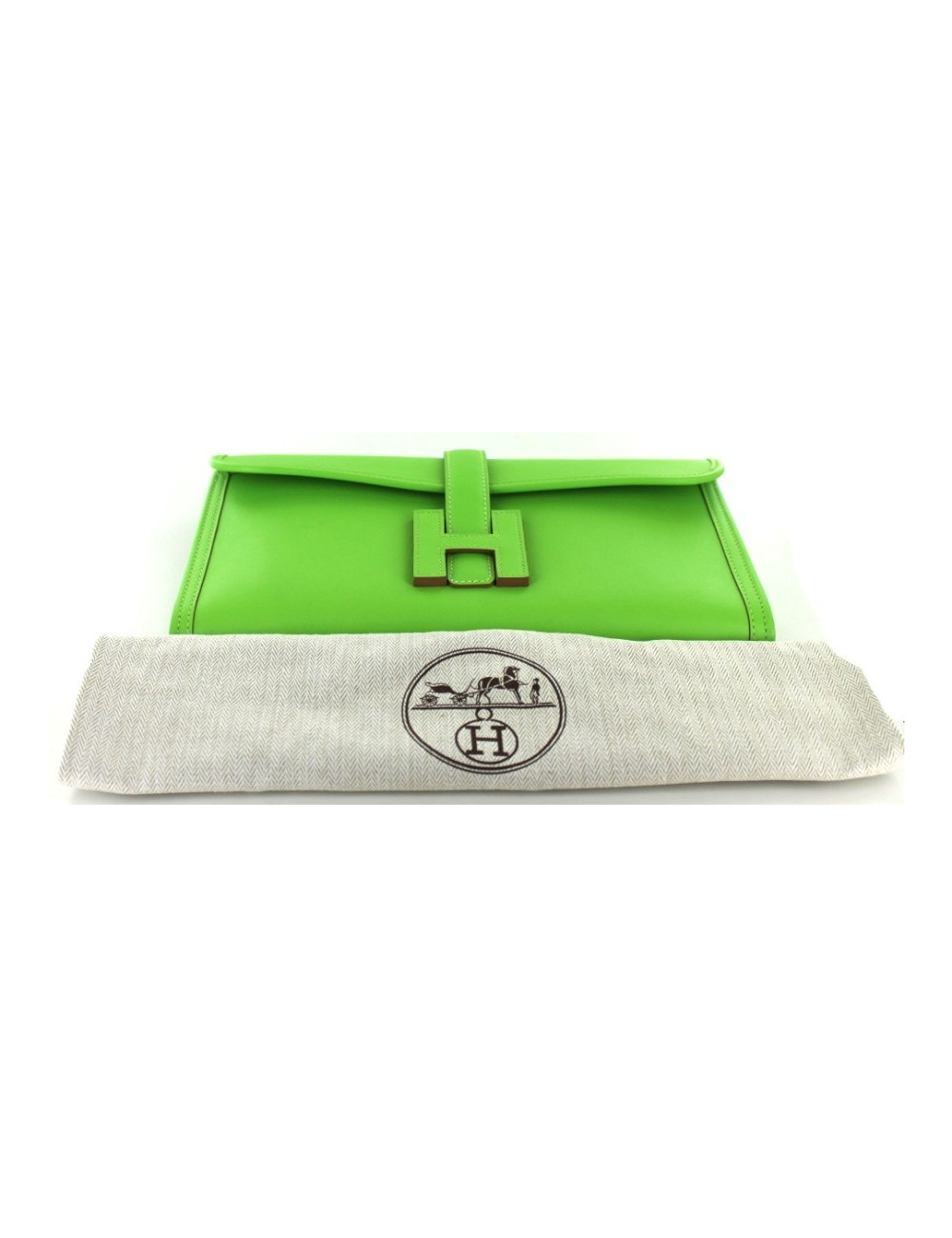 Pochette JIGE HERMES en cuir vert 