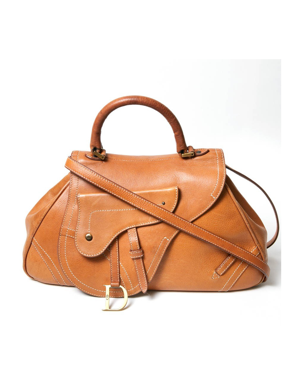 Sac CHRISTIAN DIOR cuir effet selle