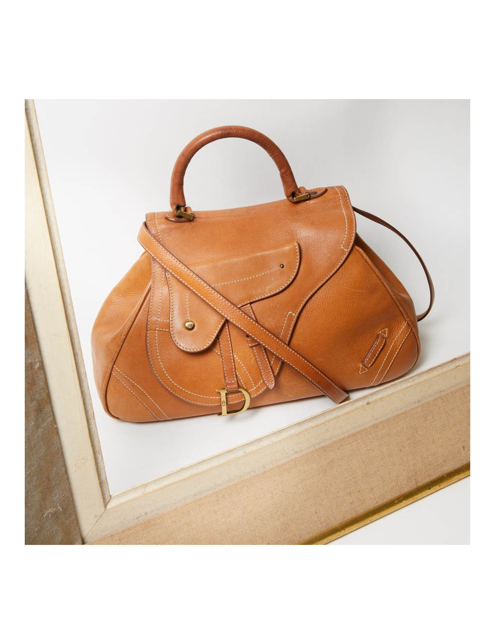 Sac CHRISTIAN DIOR cuir effet selle