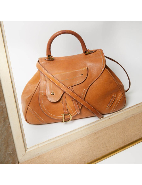 Sac CHRISTIAN DIOR cuir effet selle