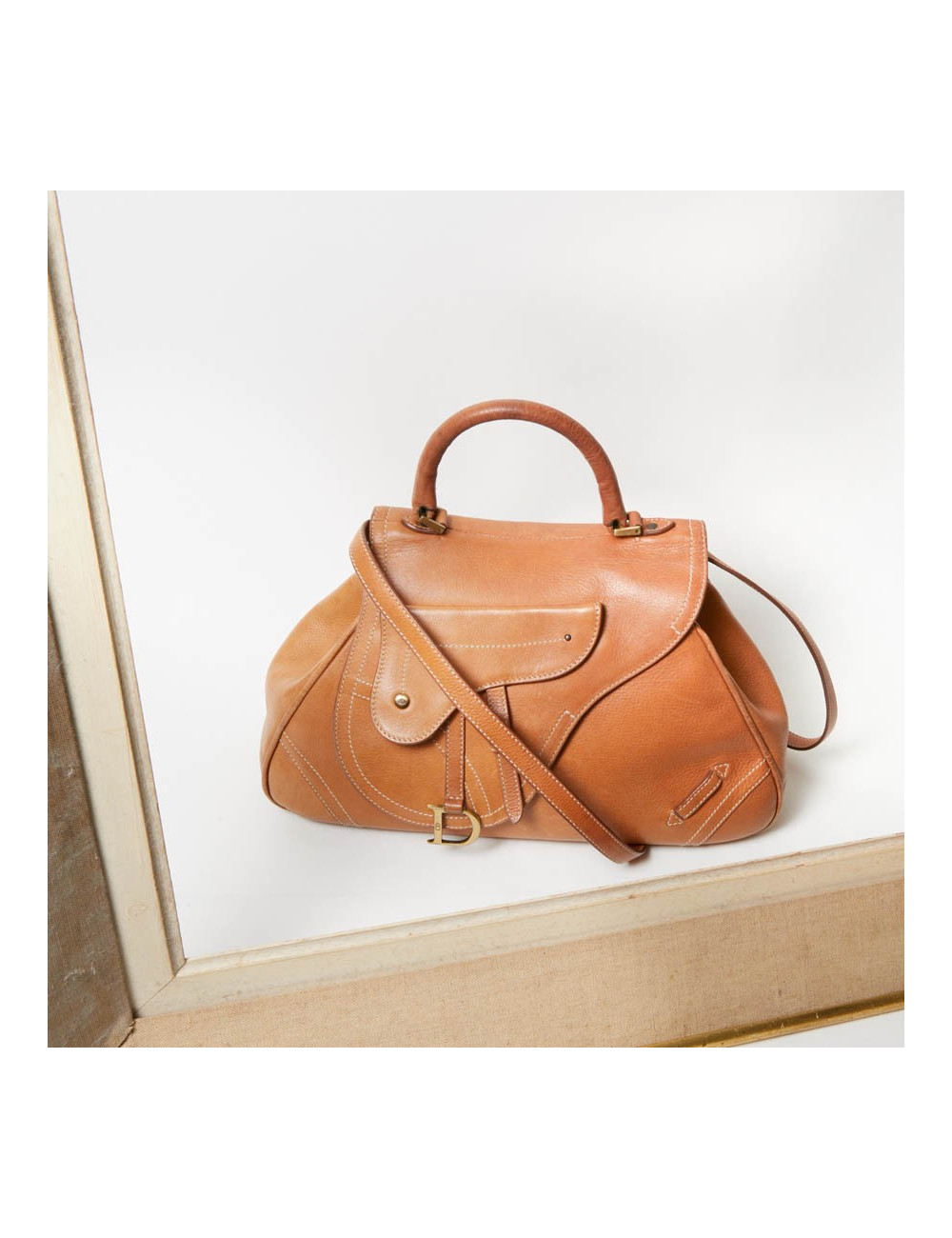 Sac CHRISTIAN DIOR cuir effet selle