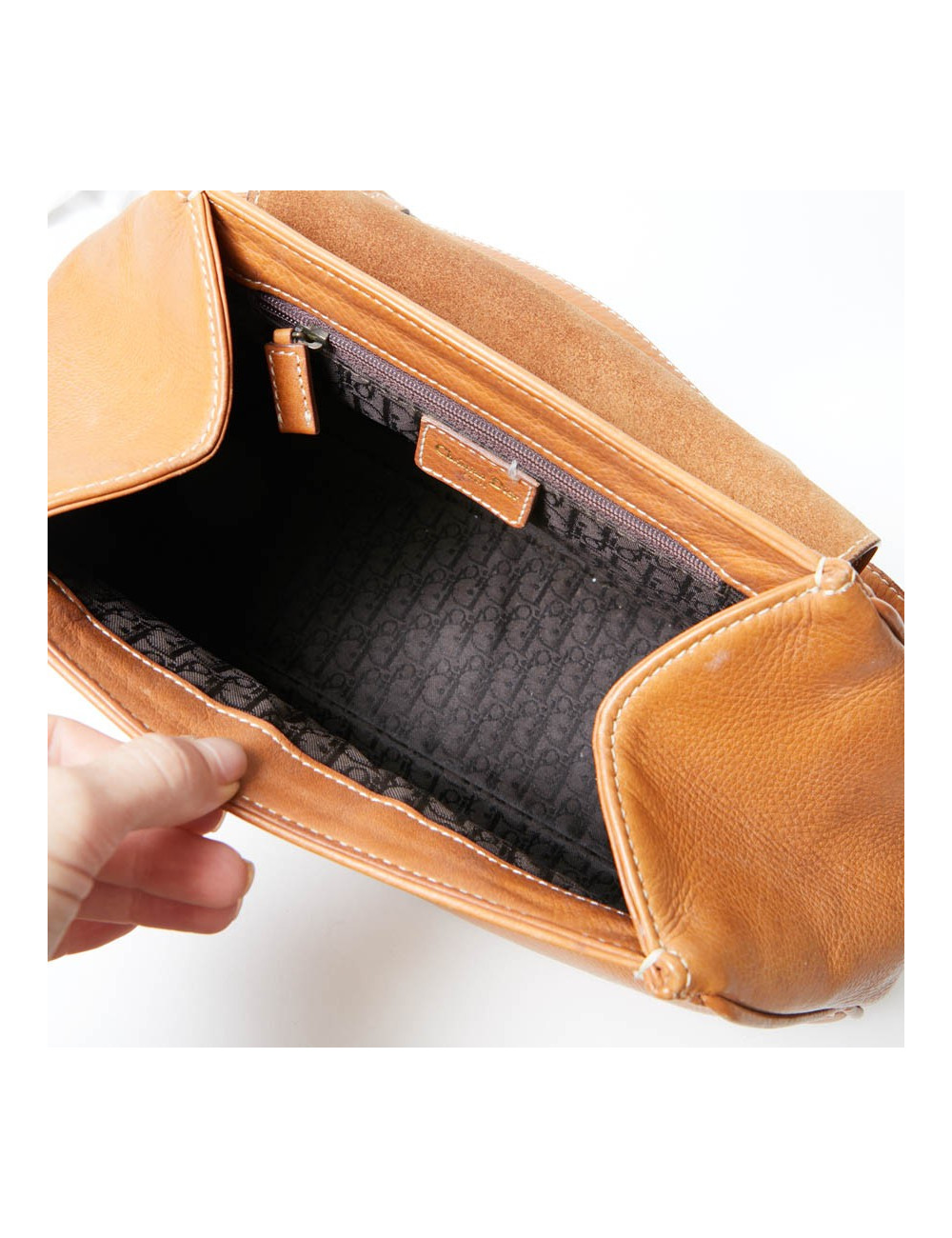 Sac CHRISTIAN DIOR cuir effet selle