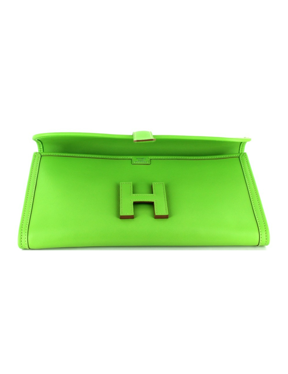 Pochette JIGE HERMES en cuir vert 
