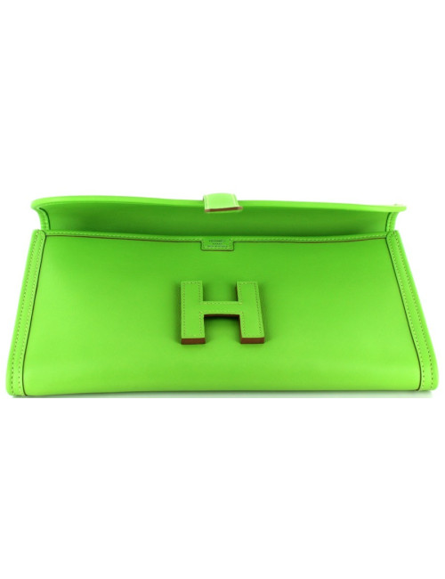 Pochette JIGE HERMES en cuir vert 
