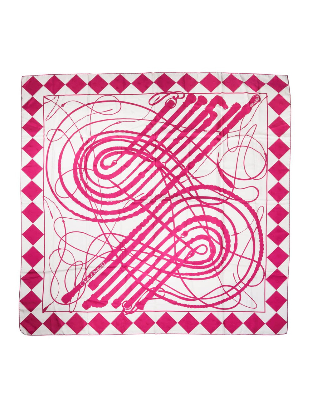 Carré géant HERMES Fouets et Badines Tatto soie Cadrige