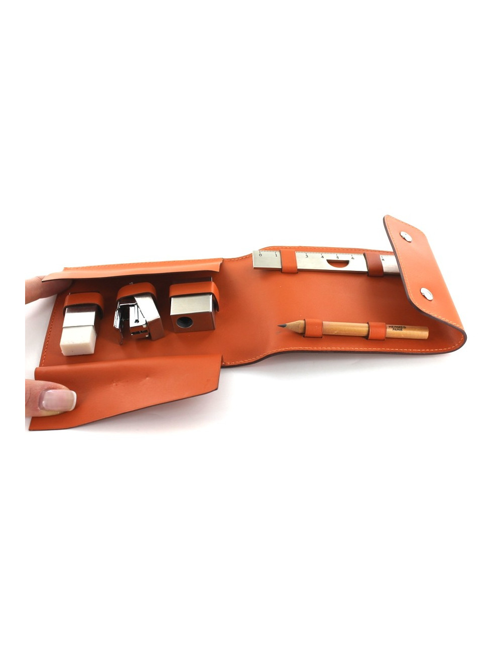 Trousse HERMES d'écriture en cuir gold