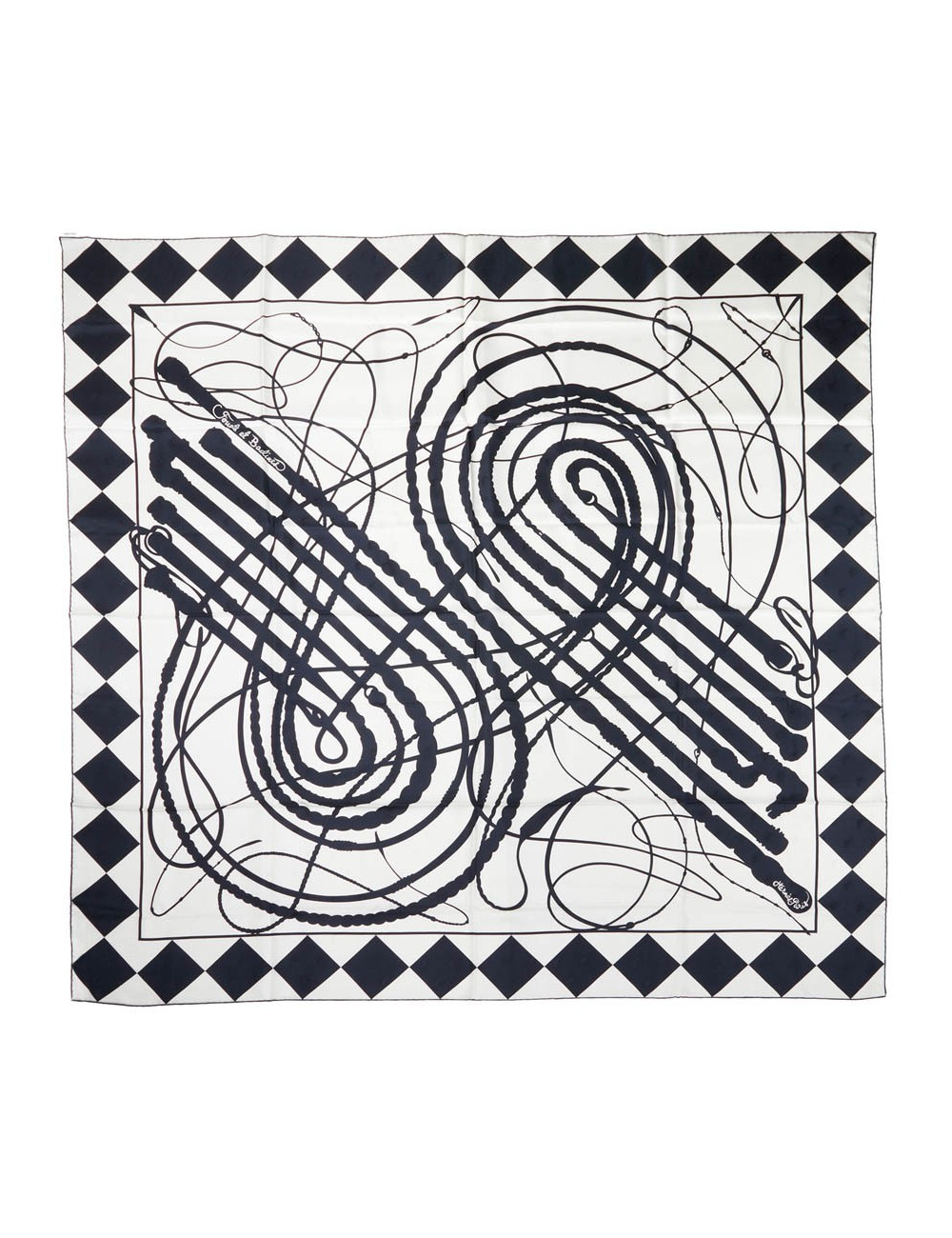 Carré géant 100% soie Quadrige HERMES Fouets et Badines