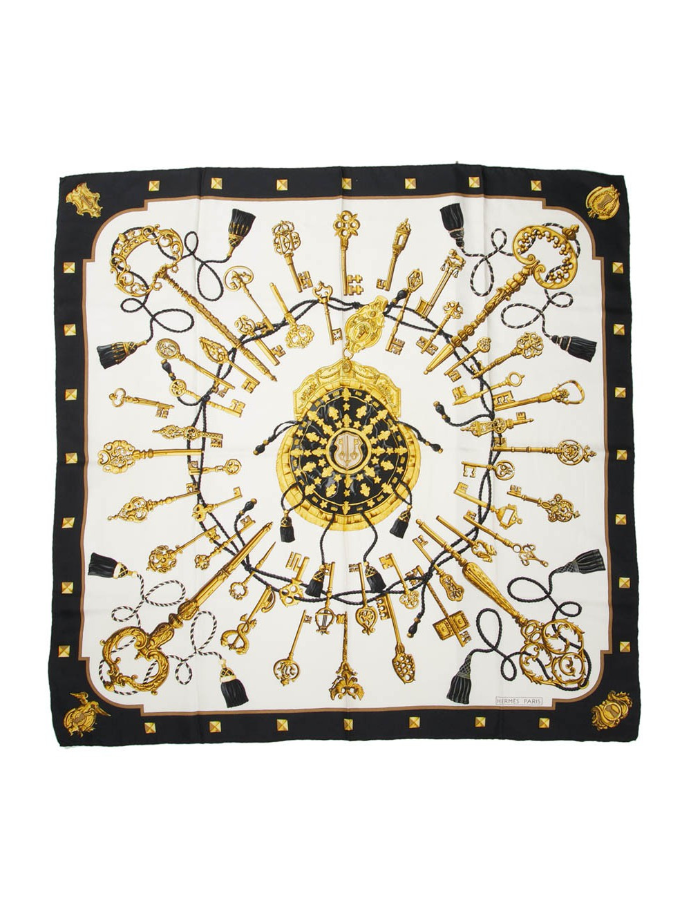 Carré HERMES Les clefs bordures noires