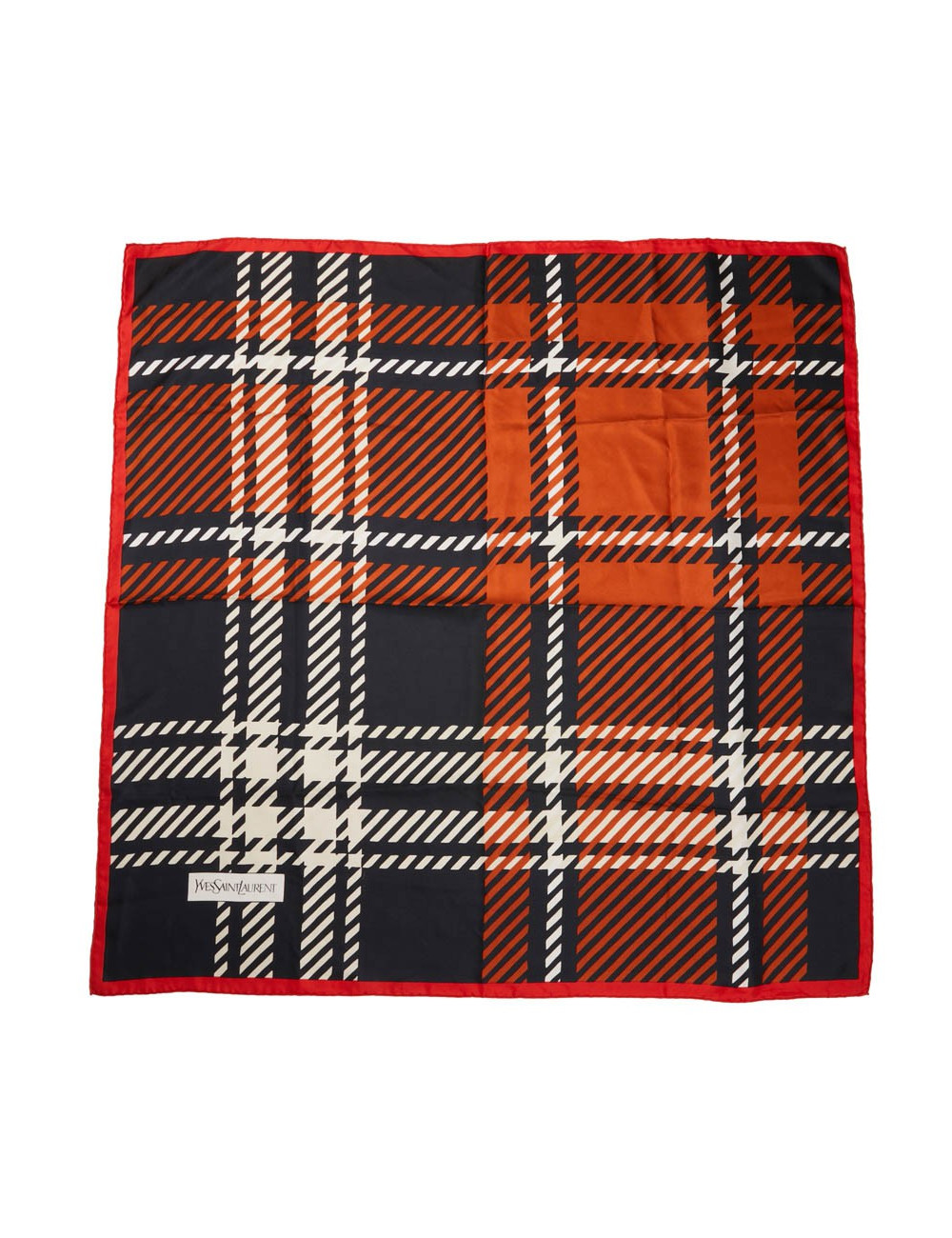 foulard YVES SAINT LAURENT soie noir blanc rouge