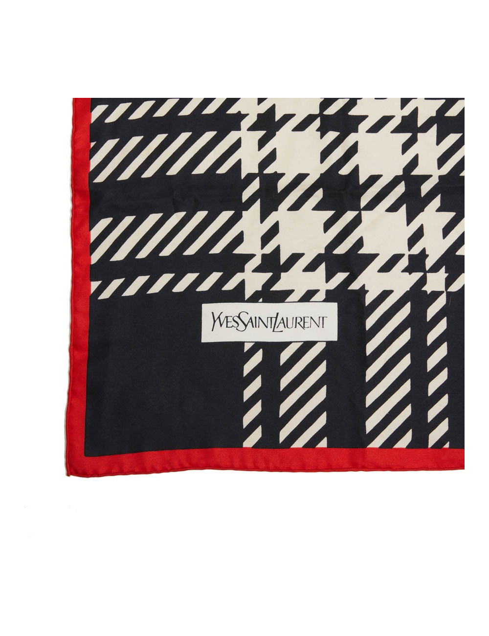 foulard YVES SAINT LAURENT soie noir blanc rouge