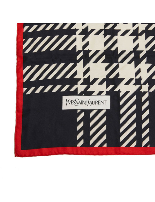 foulard YVES SAINT LAURENT soie noir blanc rouge