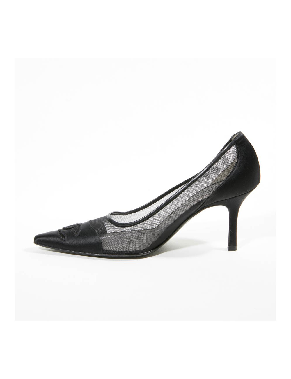 Escarpins T 36.5 CHANEL satin duchesse noir