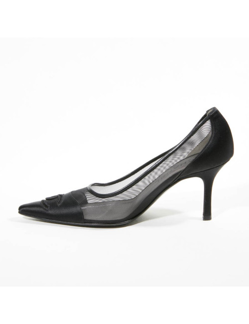 Escarpins T 36.5 CHANEL satin duchesse noir