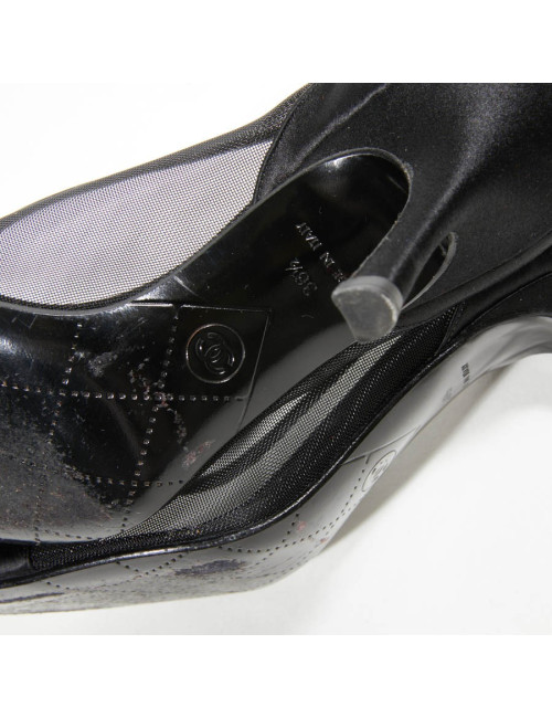 Escarpins T 36.5 CHANEL satin duchesse noir