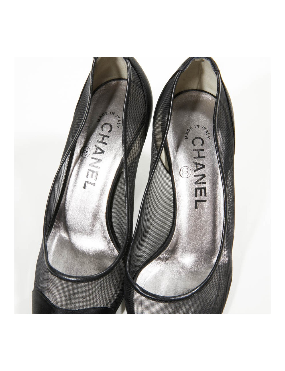 Escarpins T 36.5 CHANEL satin duchesse noir