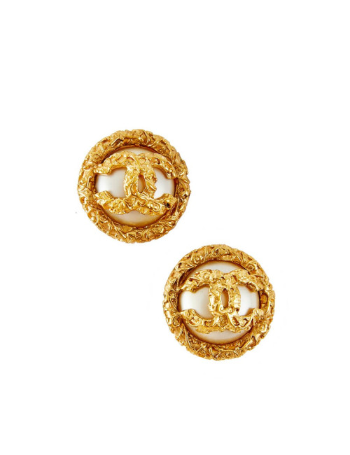 Boucles d'oreille CHANEL Vintage nacrées