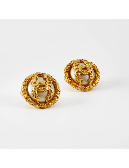 Boucles d'oreille CHANEL Vintage nacrées