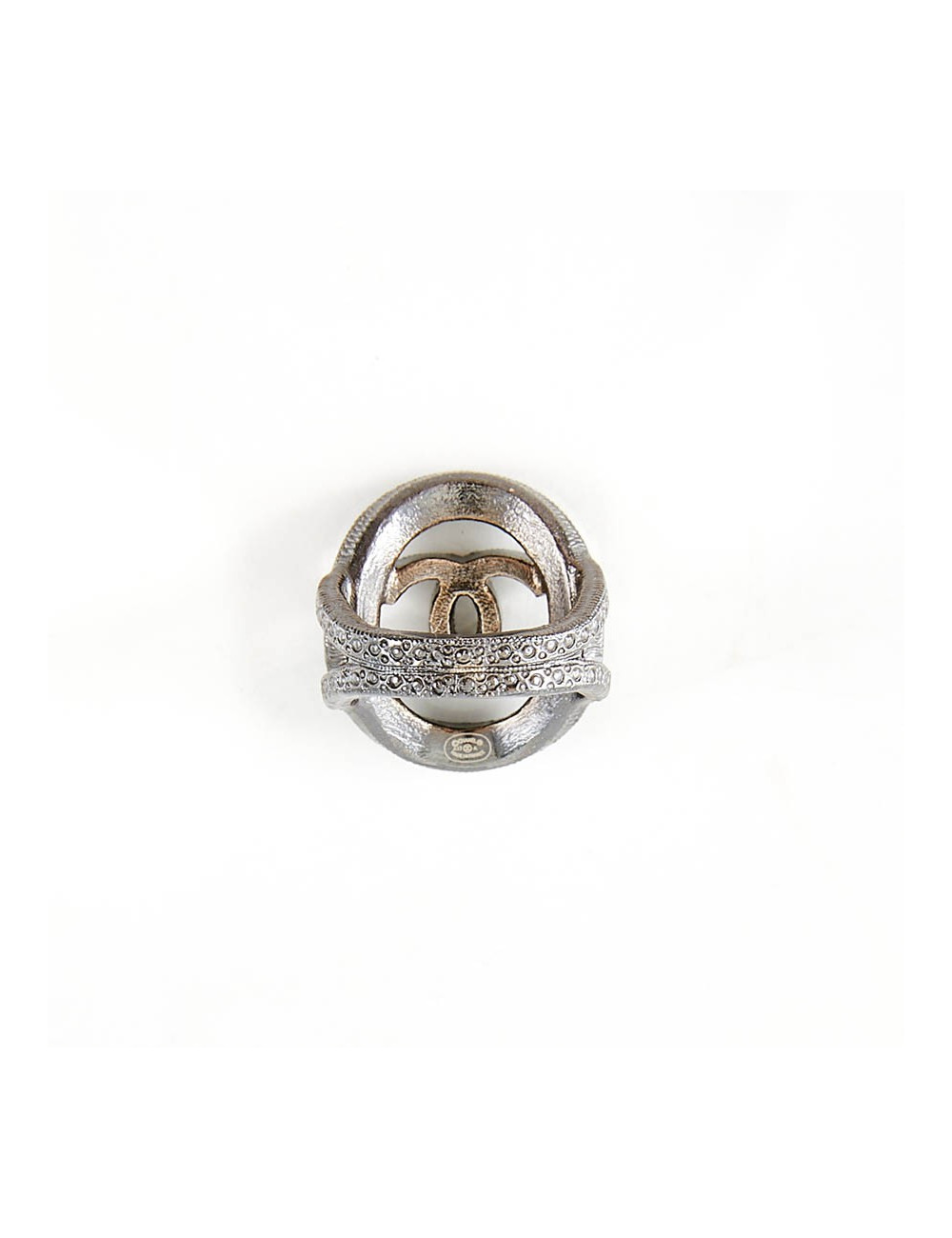Bague CHANEL ovale perlée gris