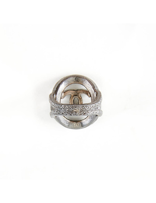 Bague CHANEL ovale perlée gris