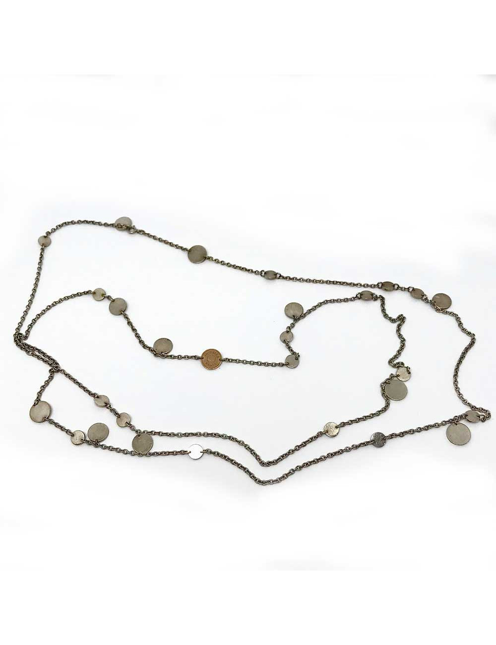 Sautoir Confettis HERMES argent et or rose GM