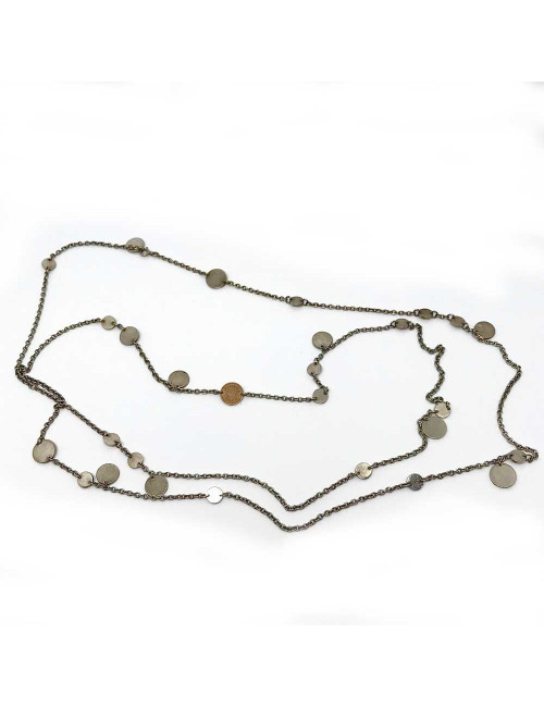 Sautoir Confettis HERMES argent et or rose GM