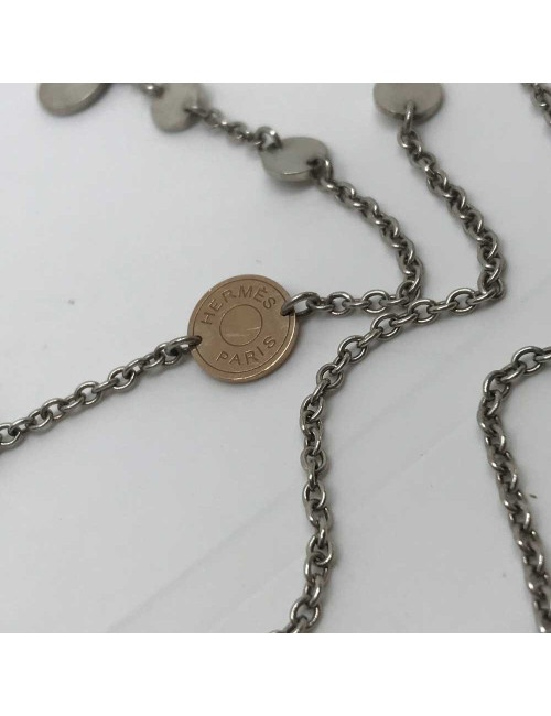 Sautoir Confettis HERMES argent et or rose GM