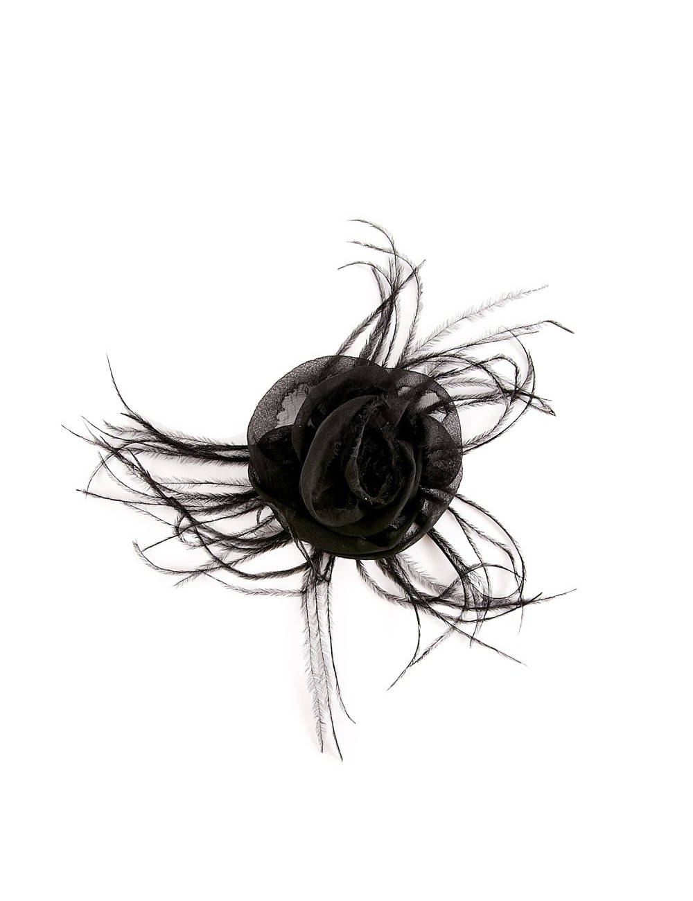 Broche CHANEL voile noire et plumes